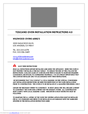 WILDWOOD OVENS &BBQ’S TOSCANO Installation Instructions Manual
