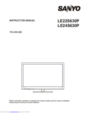 Sanyo LE22S630P Instruction Manual