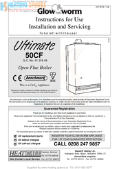 Glo-warm Ultimate 50CF Instructions For Use Installation And Servicing