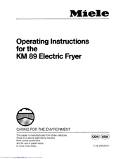 Miele KM 89 Operating Instructions Manual