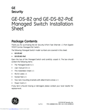 GE Security GE-DS-82-PoE Installation Manual