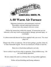 Keystoker A-80 Operating Instructions And Maintenance Manual