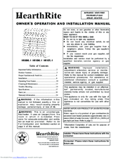 HearthRite HR06ML-1 Owner's Operation And Installation Manual