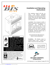 Security Chimneys International EPA BIS ULTRA Installation And Operating Instructions Manual