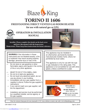 Blaze King TORINO II 1606 Operation & Installation Manual