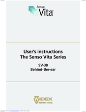 Widex Senso Vita SV-38 User Instructions