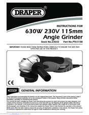 Draper PT6115B Instructions For Use Manual