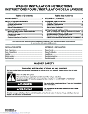 Maytag MVWP475EW Installation Instructions Manual