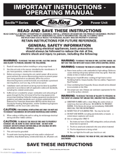 AirKing Seville Series Important Instructions & Operating Manual