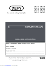 Defy K60328 Instruction Manual
