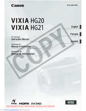 Canon Vixia HG20 Instruction Manual