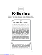Crown CROWN K Series Reference Manual