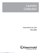 Kleenmaid KFL2000 Instructions For Use Manual