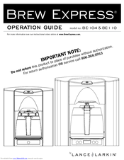 Brew Express BE-110 Operation Manual