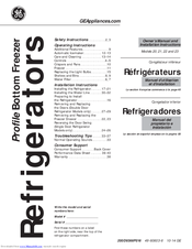 GEAppliances SIDE-BY-SIDE REFRIRATOR 22 Owner's Manual And Installation Instructions