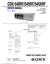 Sony CDX-540RF - Compact Disc Changer System Service Manual