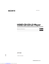 Sony AVP-800 Operating Instructions Manual