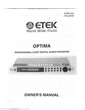 ETEK Optima Owner's Manual