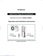 Hitachi RAC-L24GHZ Operation And Installation Instructions Manual