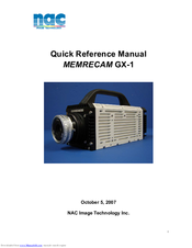 NAC Image Technology MEMRECAM GX-1 584032-4 Quick Reference Manual