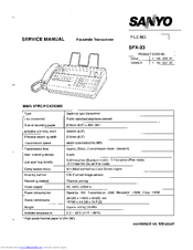 Sanyo SFX-33 Service Manual