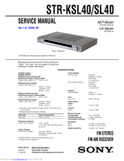 Sony STR-KSL40 Manuals | ManualsLib