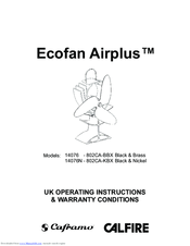 Caframo Ecofan Airplus 14076-802CA-BBX Operating Instructions & Warranty Conditions