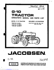 Jacobsen G-10 Operator's Manual And Parts List