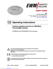 Ewm PHOENIX 333 PROGRESS PULS forceArc Operating Instructions Manual