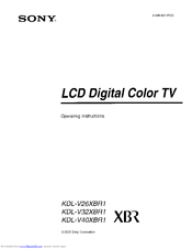 Sony Wega KDL-V32XBR1 Operating Instructions Manual