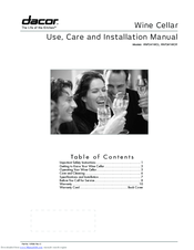 Dacor RNF241WCL Use & Care And Installation Manual