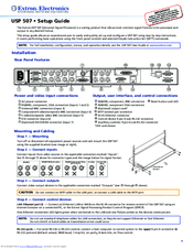 Extron electronics USP 507 Setup Manual
