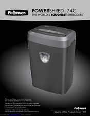 Fellowes POWERSHRED 74C User Manual