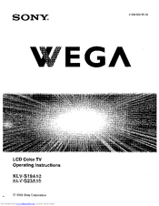 Sony WEGA KLV-S19A10 Operating Instructions Manual