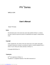 IDVIEW PIV Series User Manual