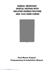 All Security Equipment ASE-KP1000EGRESS Programming & Installation Manual