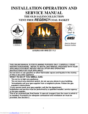 Old Salem Hearths BRWR400I GV36BV3ON Installation, Operation And Service Manual