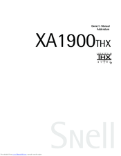 Snell XA1900THX Owner's Manual