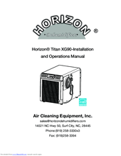 Air Cleaning Equipment Horizon Titan XG90 Installation And Operation Manual