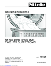 Miele T 8001 WP SUPERTRONIC Operating Instructions Manual