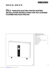 STIEBEL ELTRON DHC-E 20 Installation Instructions Manual