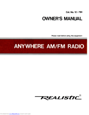 Realistic 12-784 Owner's Manual