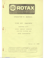 Rotax 277 Operator's Manual