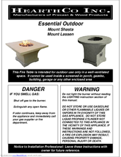 HearthCo Mount Shasta Owner's Manual