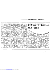 Rotel RA-310 Operation Manual