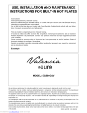 Valencia Euro EGZ90GSV Use, Installation And Maintenance Instructions