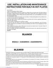 Blanco CG904WWXFFC Use, Installation And Maintenance Instructions