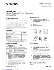 Siemens Retroline TH 192 Installation Instructions Manual