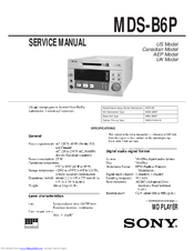 Sony MDS-B6P Service Manual