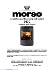 Morso 7670 Installation And Operating Instructions Manual